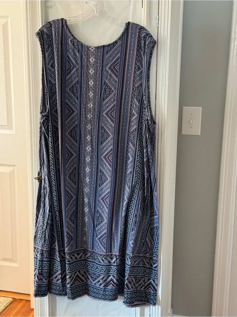 J. Jill Mixed Print A-Line Knit Dress Reverse Print Boarder Size 3X